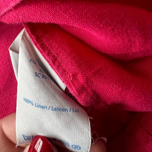 Boden Womens Sleeveless Linen Blouse Bright Pink Size 14 XL Travel lagenlook - Picture 6 of 8